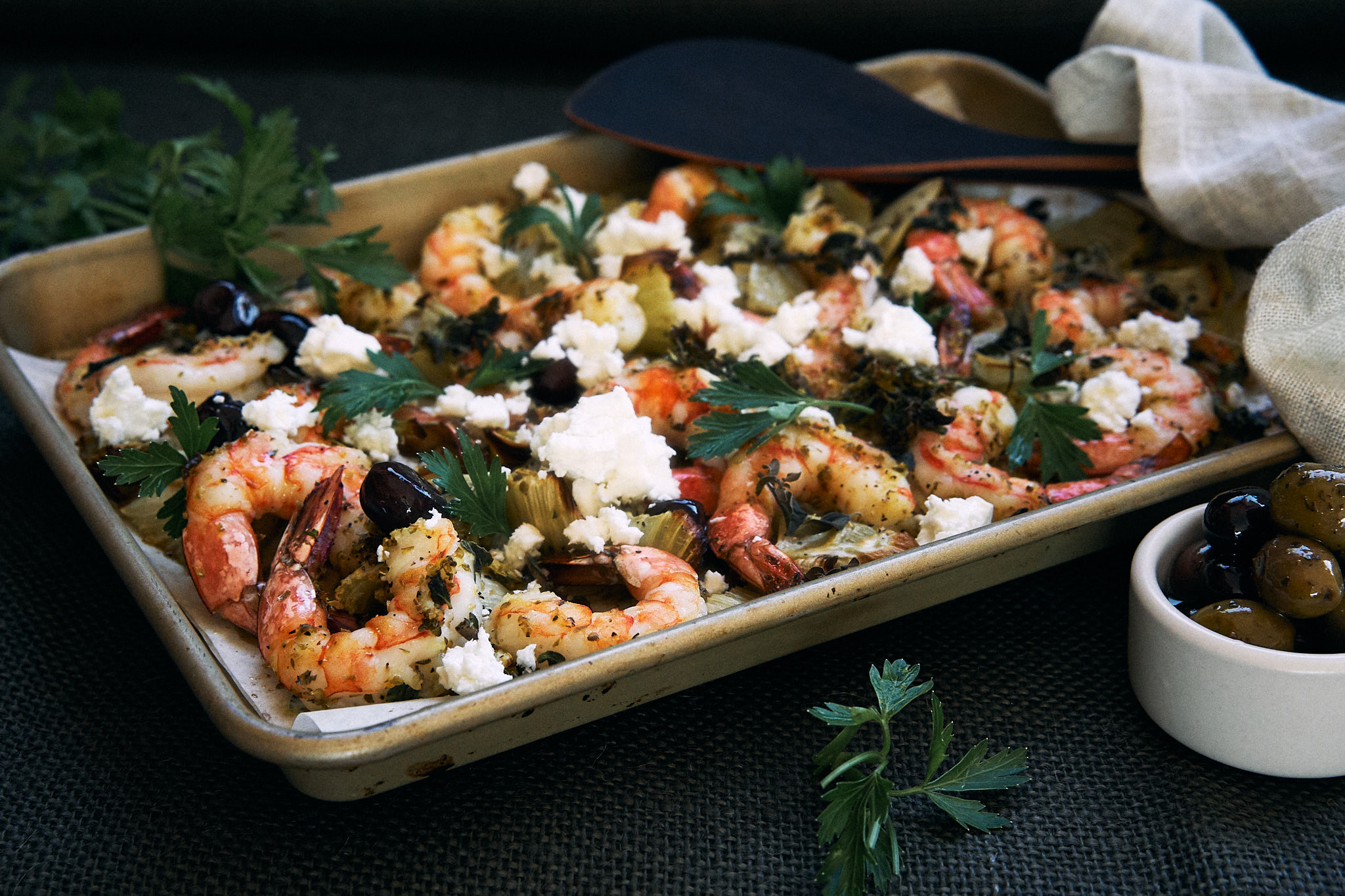 Sheet Pan Shrimp with Fennel, Feta & Olives