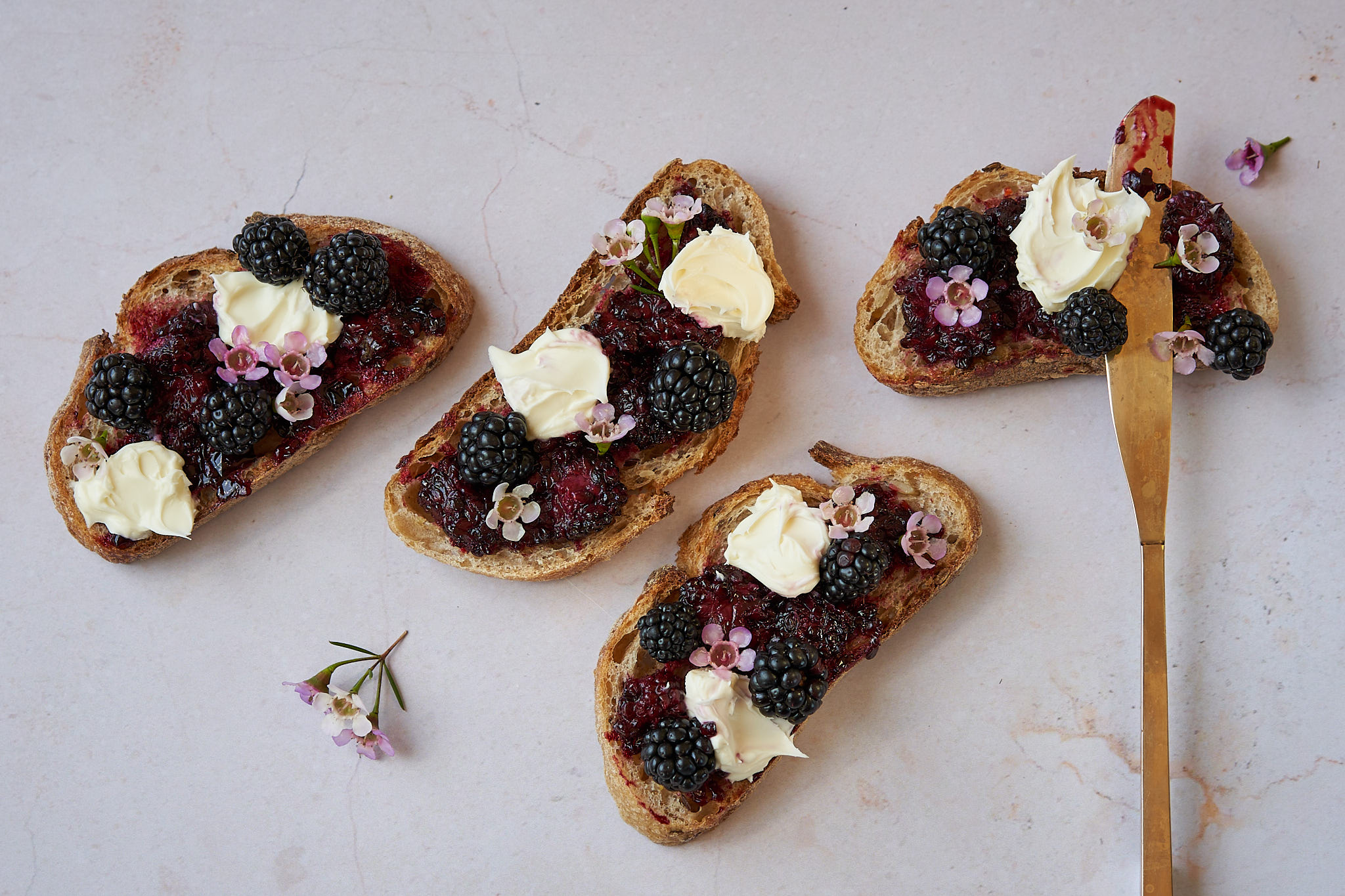 Blackberry Mash & Mascarpone Toasts